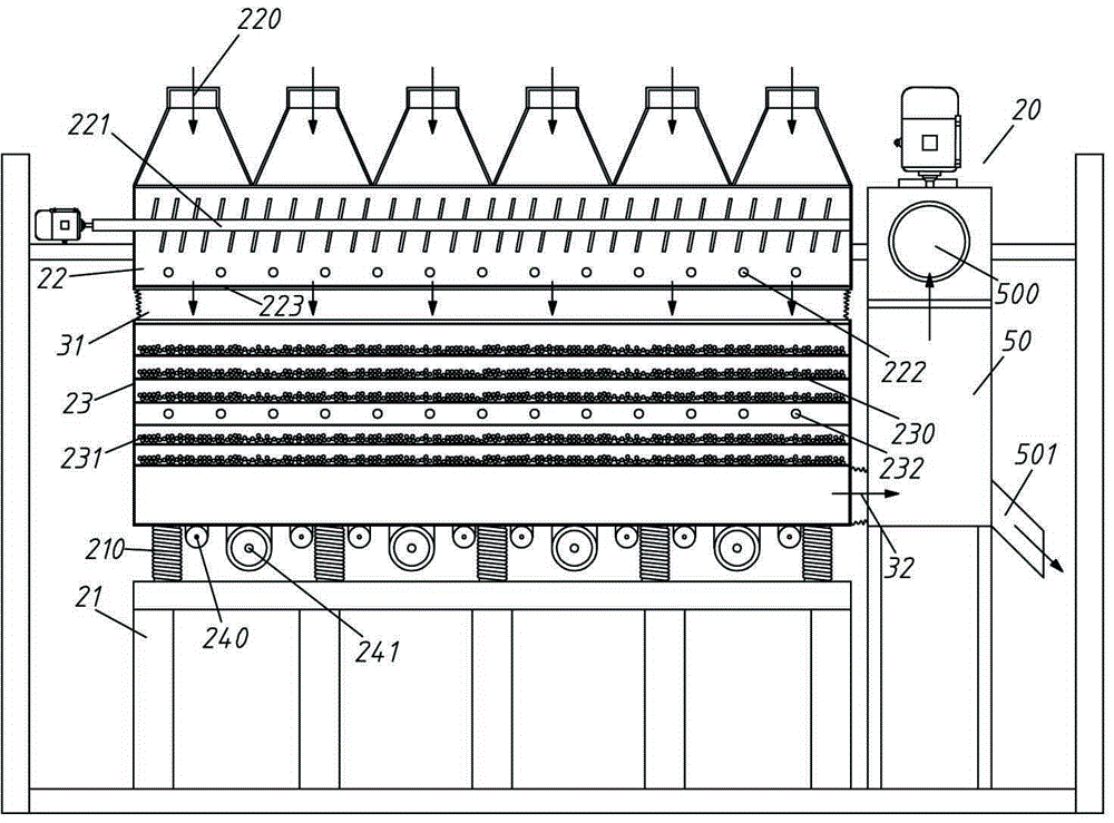 Manufacturing device integrating drying, grinding and powder selecting