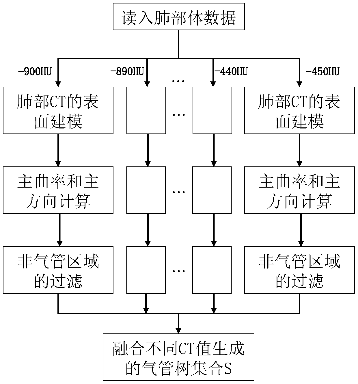 Tracheal tree full-automatic segmentation method based on differential geometry