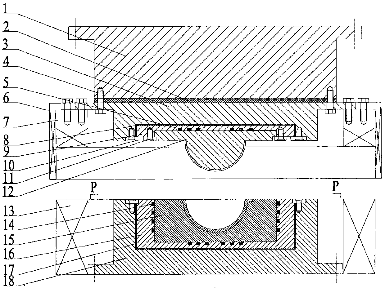 Isothermal forging die for complex aviation thin-walled part