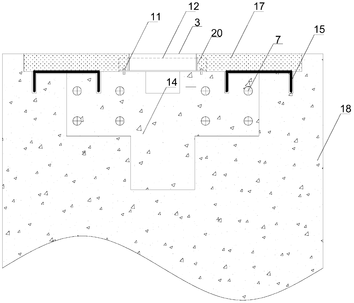 Embedding structure and method for preventing cracking of concrete pavement luminous marks