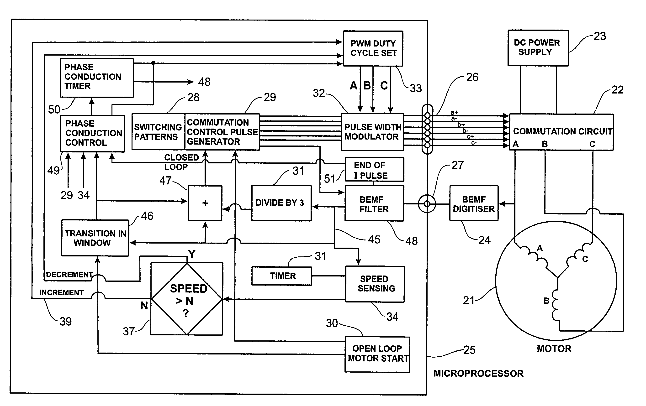 Low noise back EMF sensing brushless DC motor