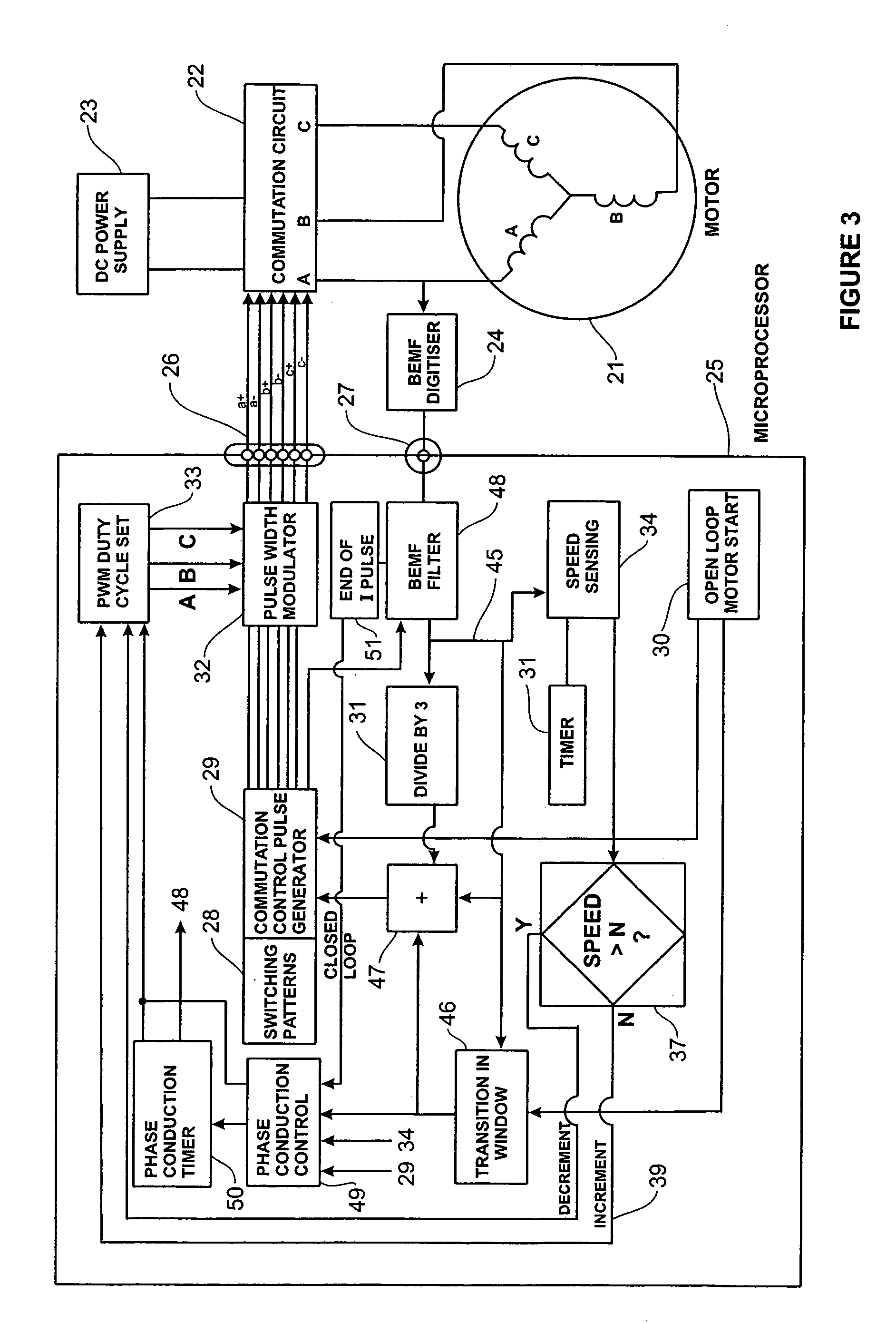 Low noise back EMF sensing brushless DC motor