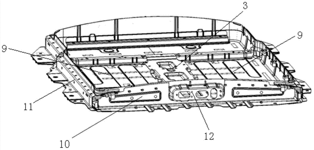 A power battery housing assembly for a pure electric car