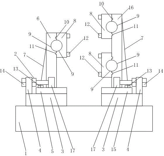 Three-hole one-time equilibrium drilling device for solar mirror bracket