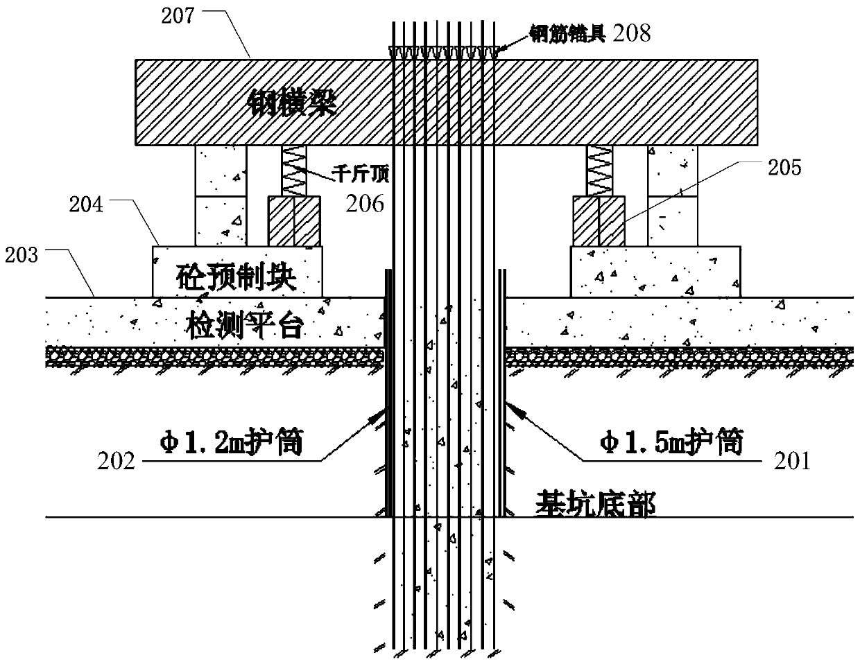 Double-casing zero-friction static load detection construction method based on uplift pile