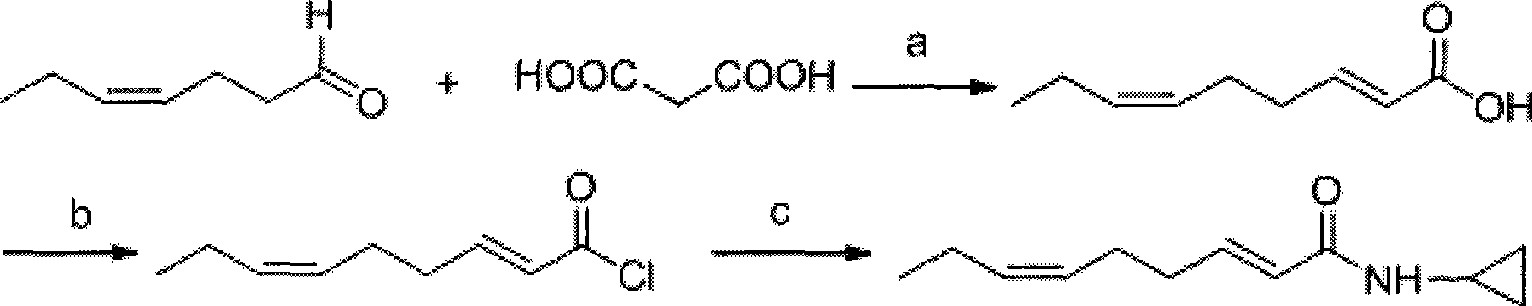 Method for synthesizing N-cyclopropyl-trans-2-cis-6-nonadienoic acid acidamide