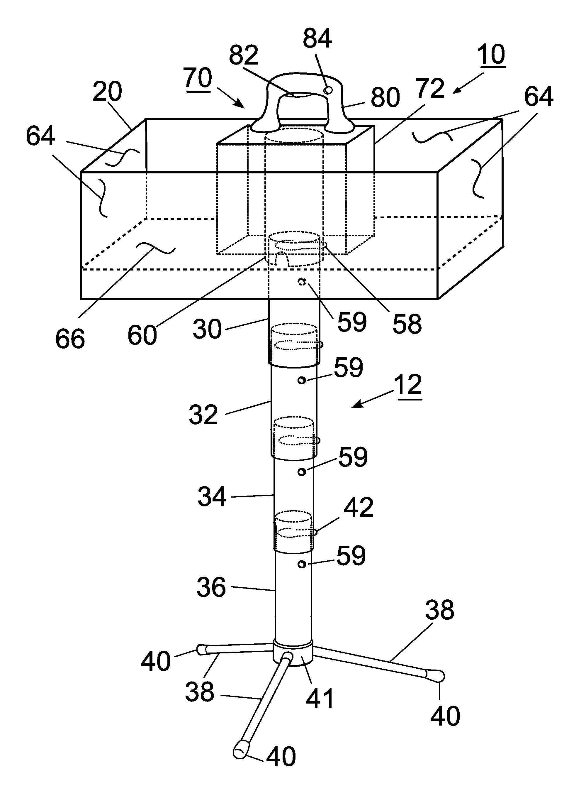 Medical tray having telescoping leg