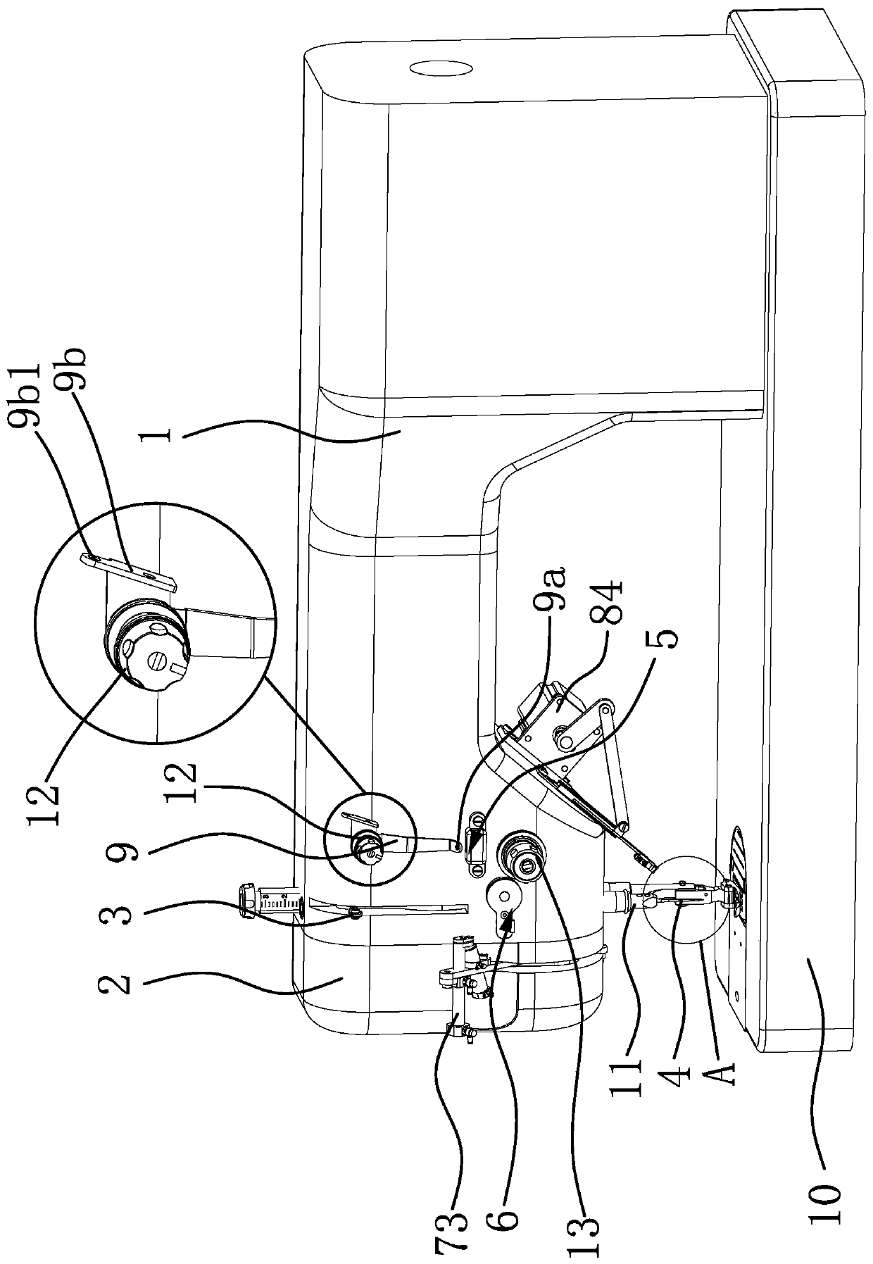 Guiding and threading structure in automatic threading device of industrial sewing machine