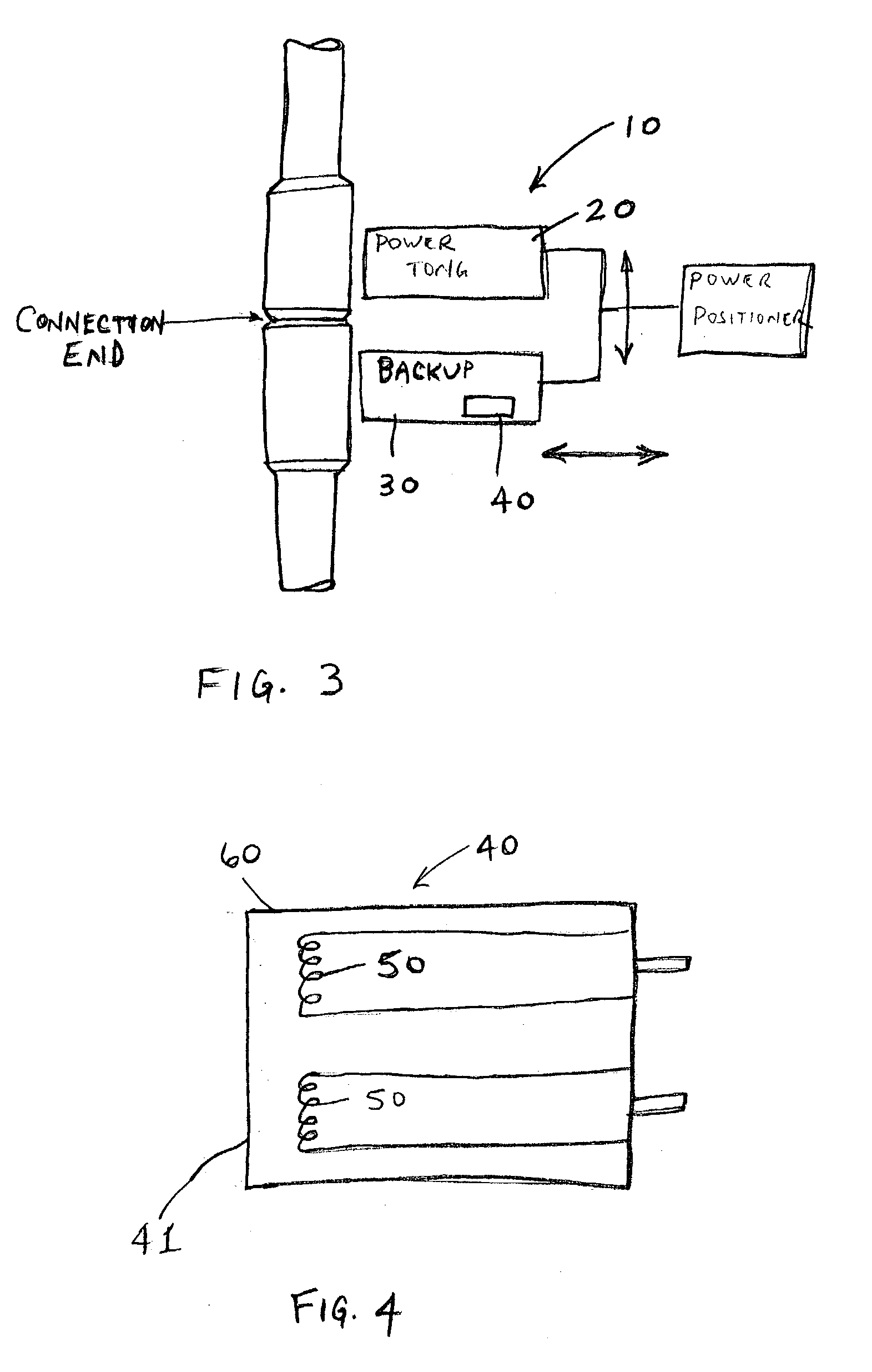 Apparatus and method for determining the position of the end of a threaded connection, and for positioning a power tong relative thereto