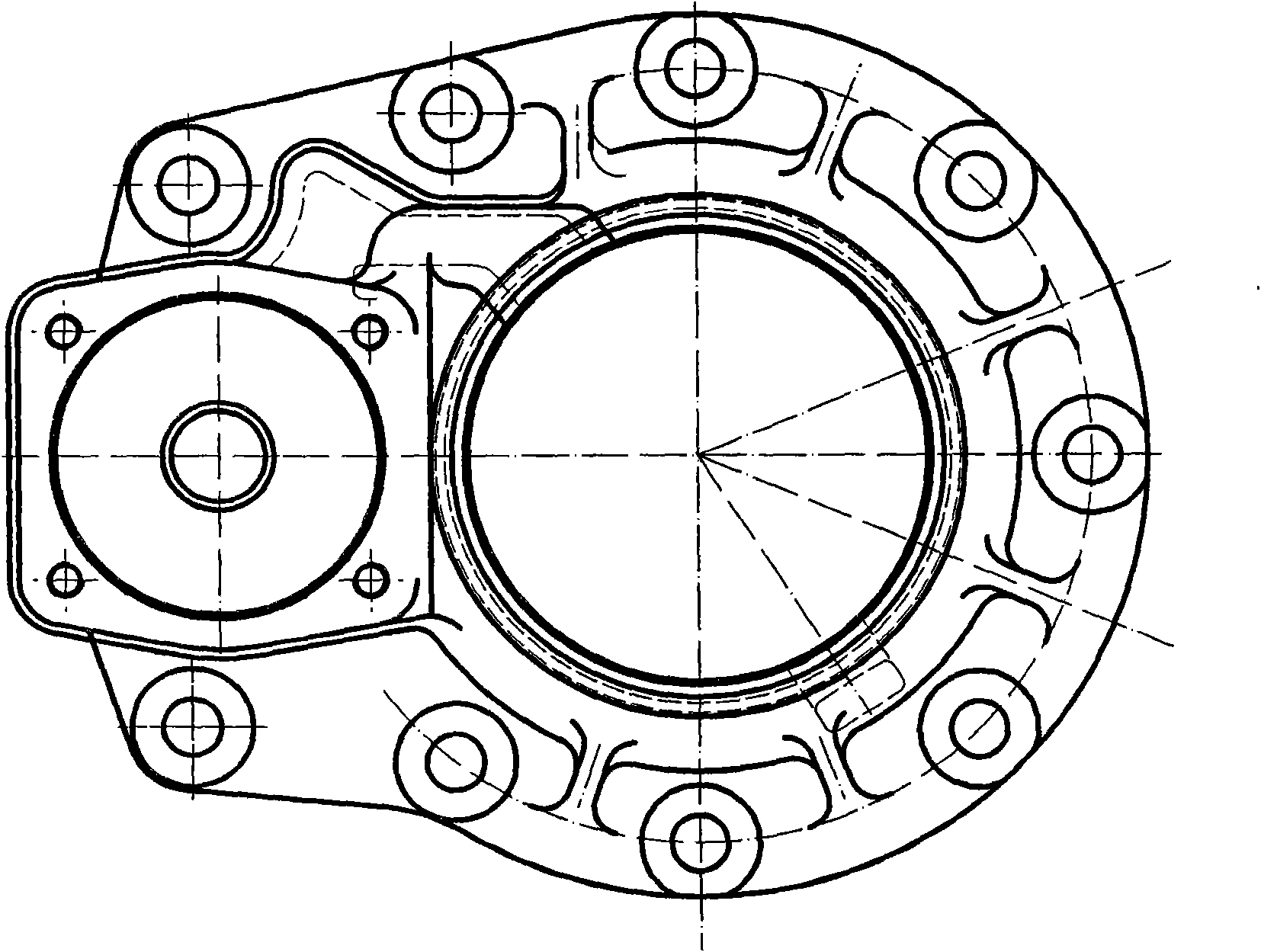 Method for processing main reducing gear front shell of automobile parts