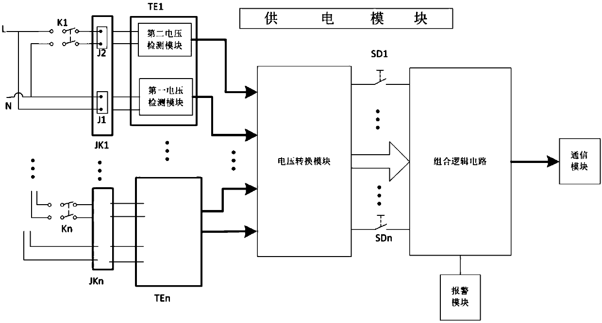 Device for monitoring the state of a multi-way switch