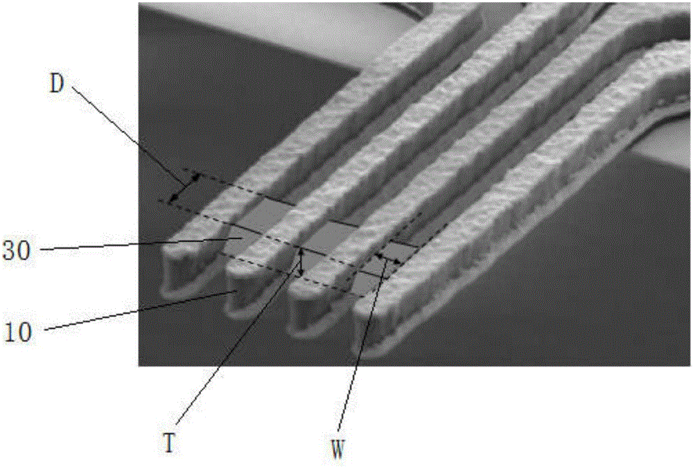 Microprobe with rake-shaped cantilever structure and preparation method thereof