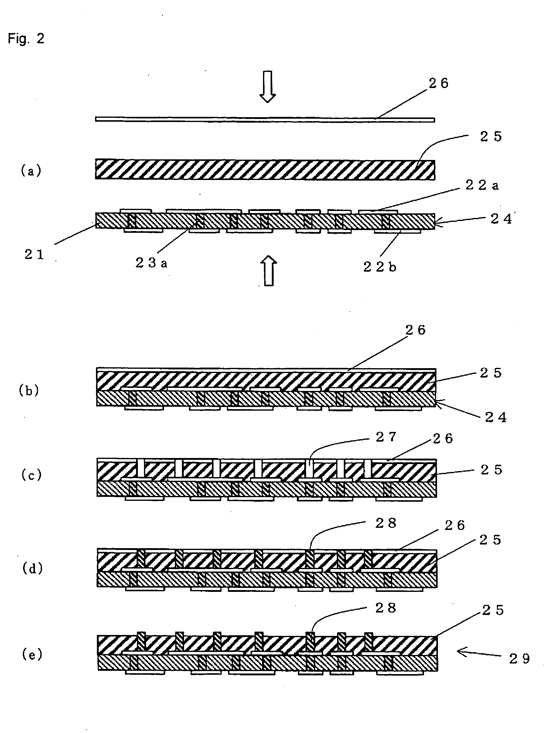 Wiring substrate for intermediate connection and multi-layered wiring board and their production