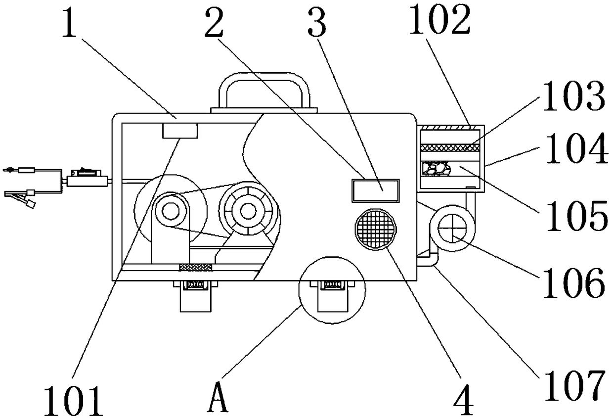 Power detection alarm device with automatic take-up function