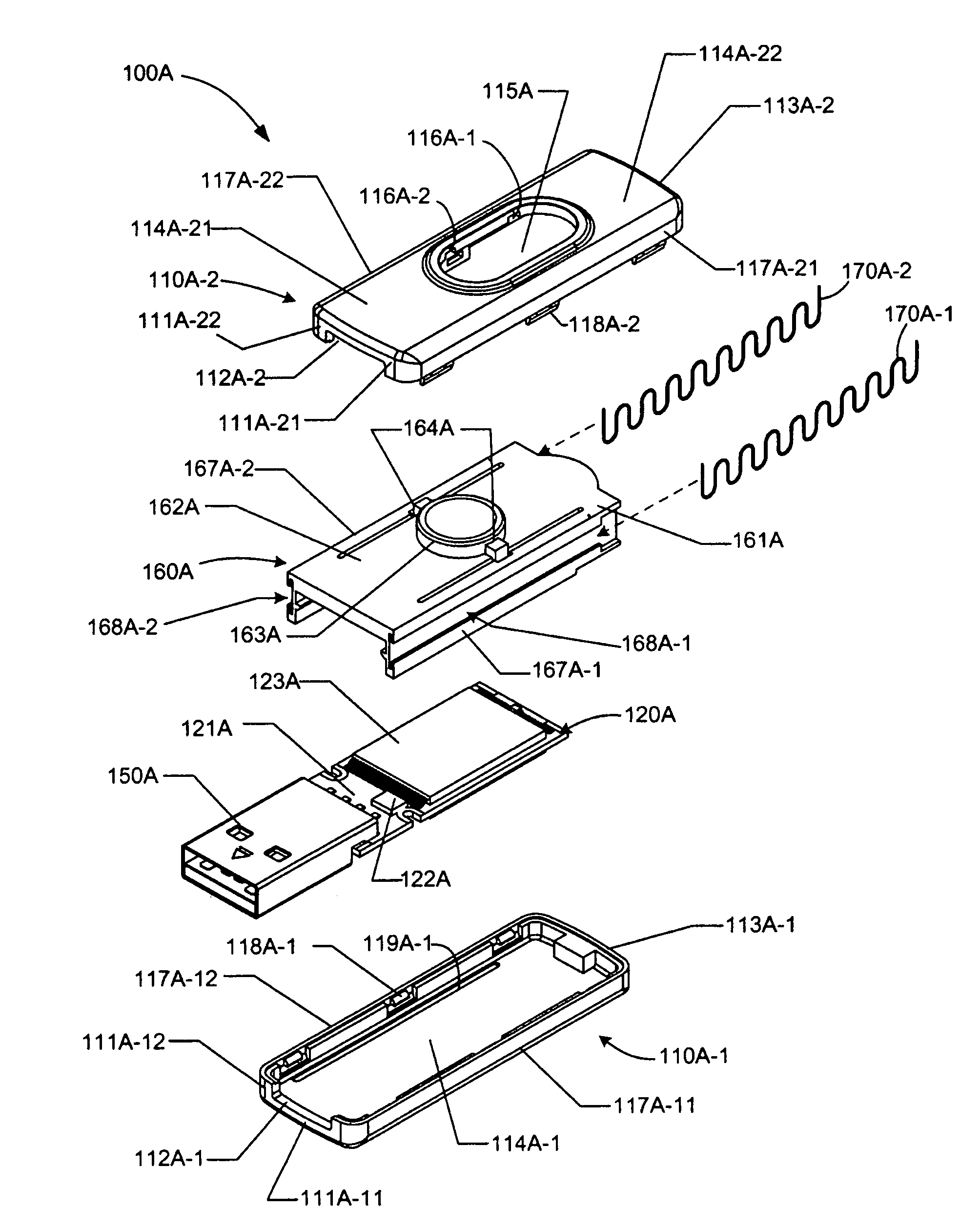 Flash drive with spring-loaded retractable connector