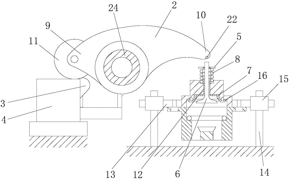 Rocker arm type valve wear test device