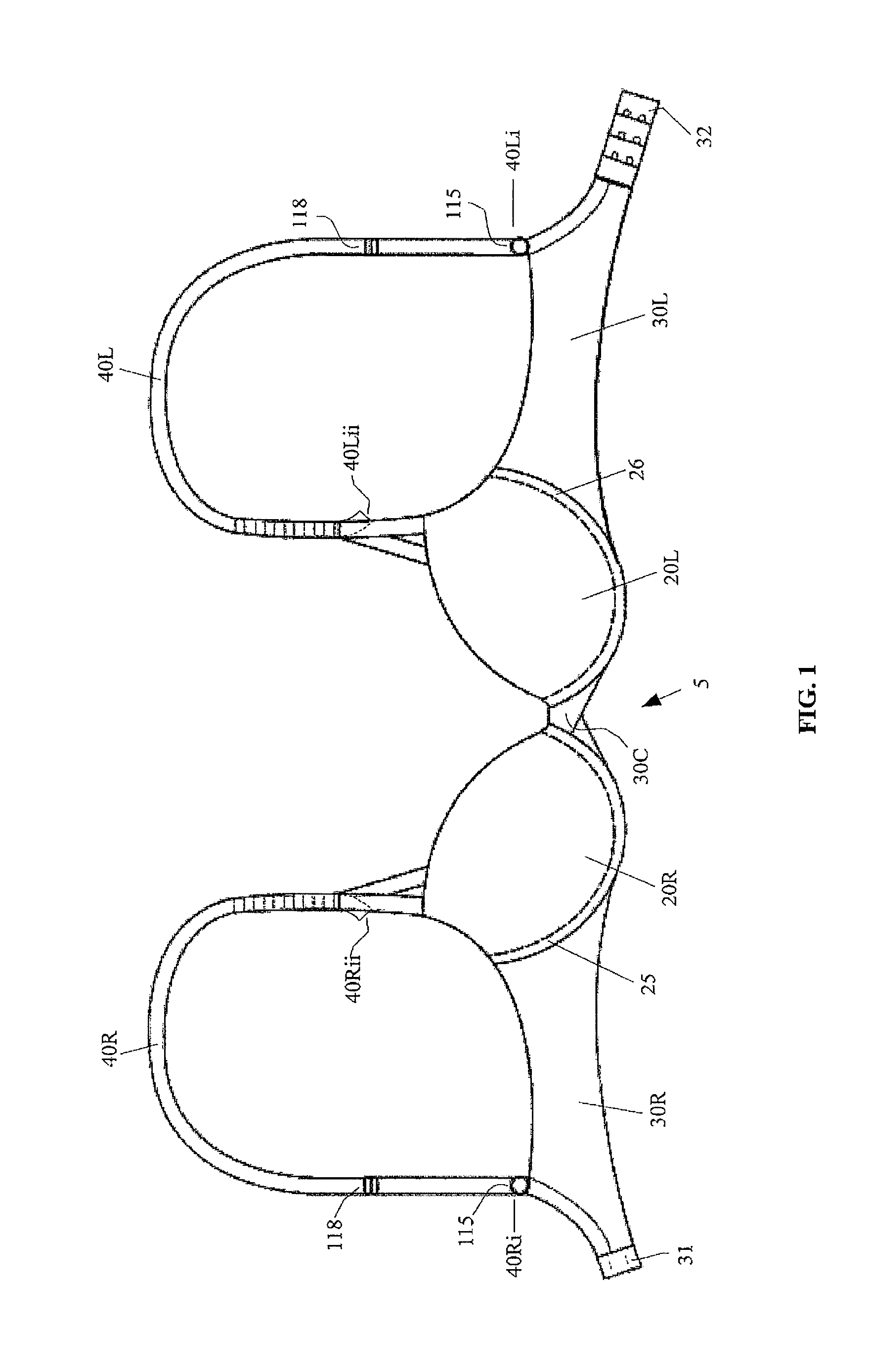 Brassiere configured to smoothly transition between at least two support/lift positions