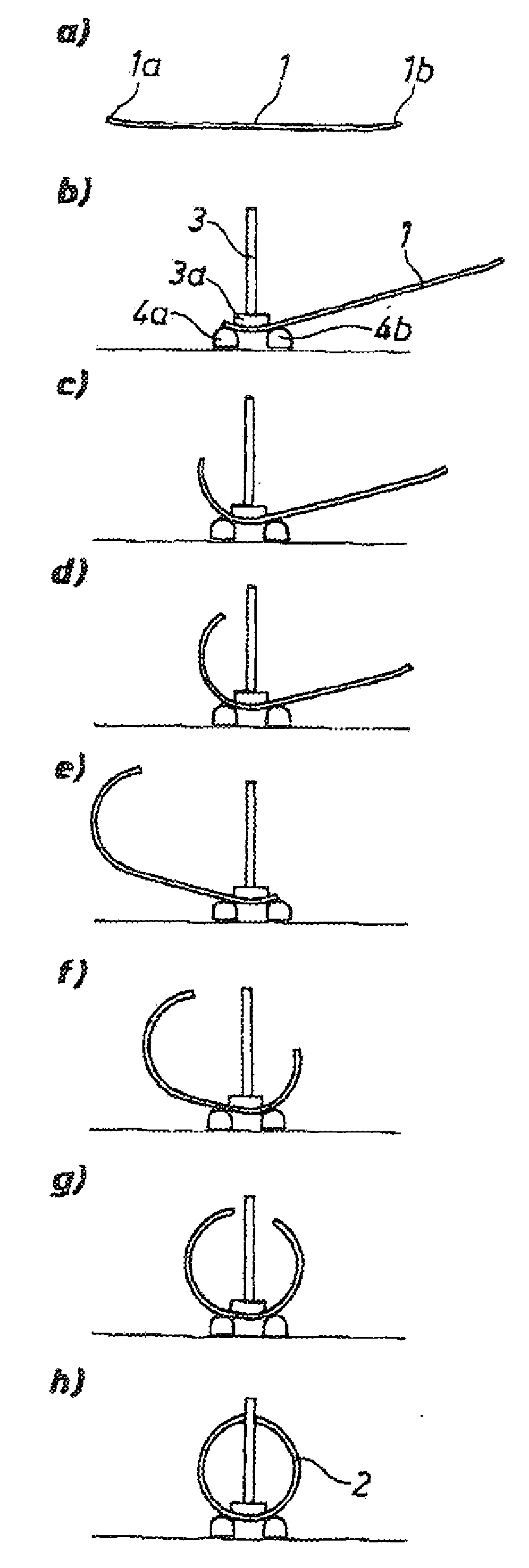 Automated pipe forming press comprising a light source for measuring the internal contour of the pipe