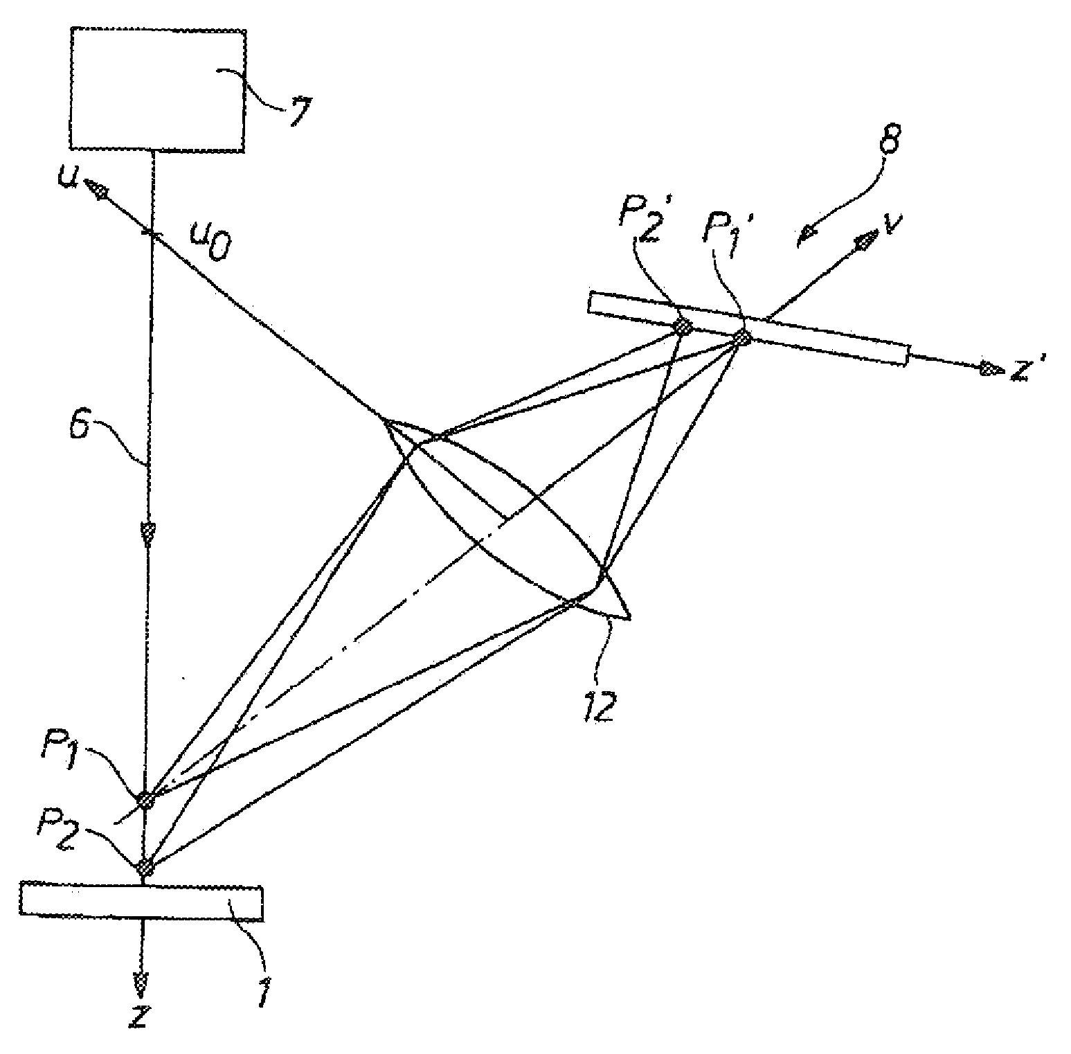 Automated pipe forming press comprising a light source for measuring the internal contour of the pipe