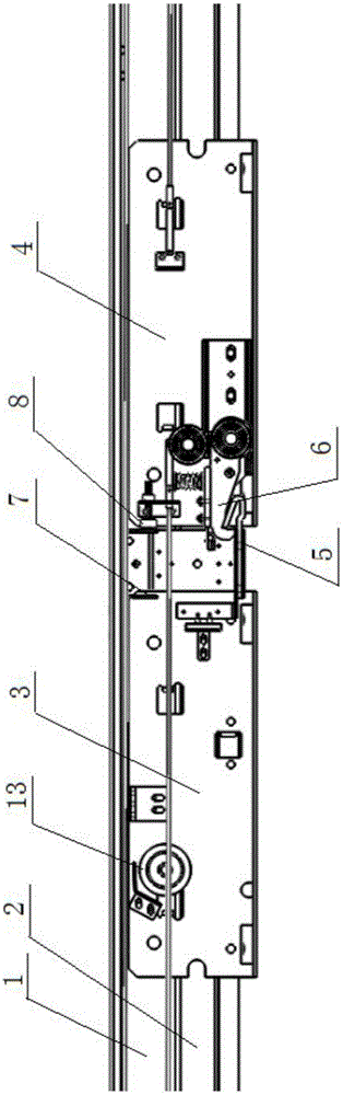 Elevator center opening door head provided with multifunctional limiting plate structure