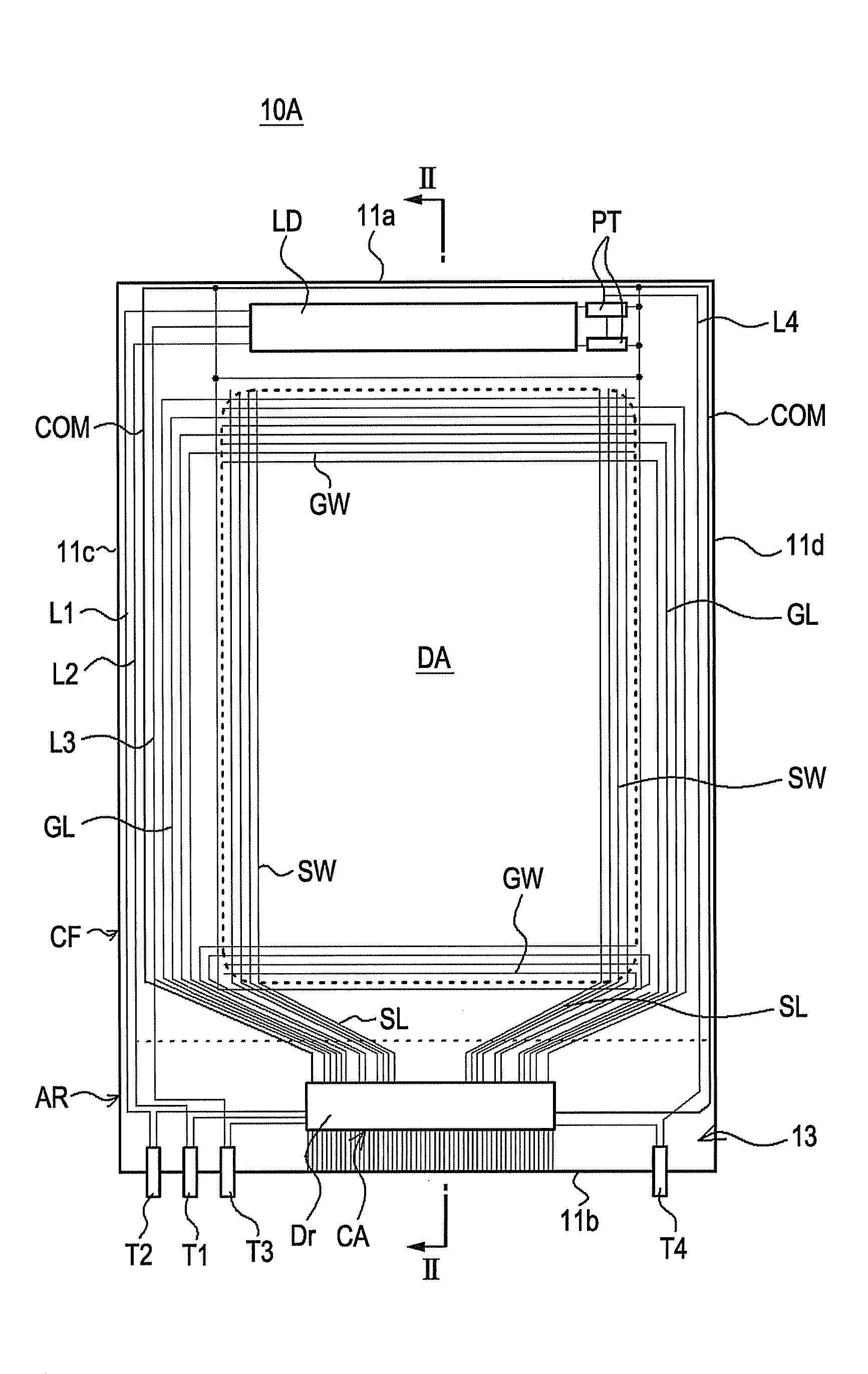 Display device and test probe for testing display device