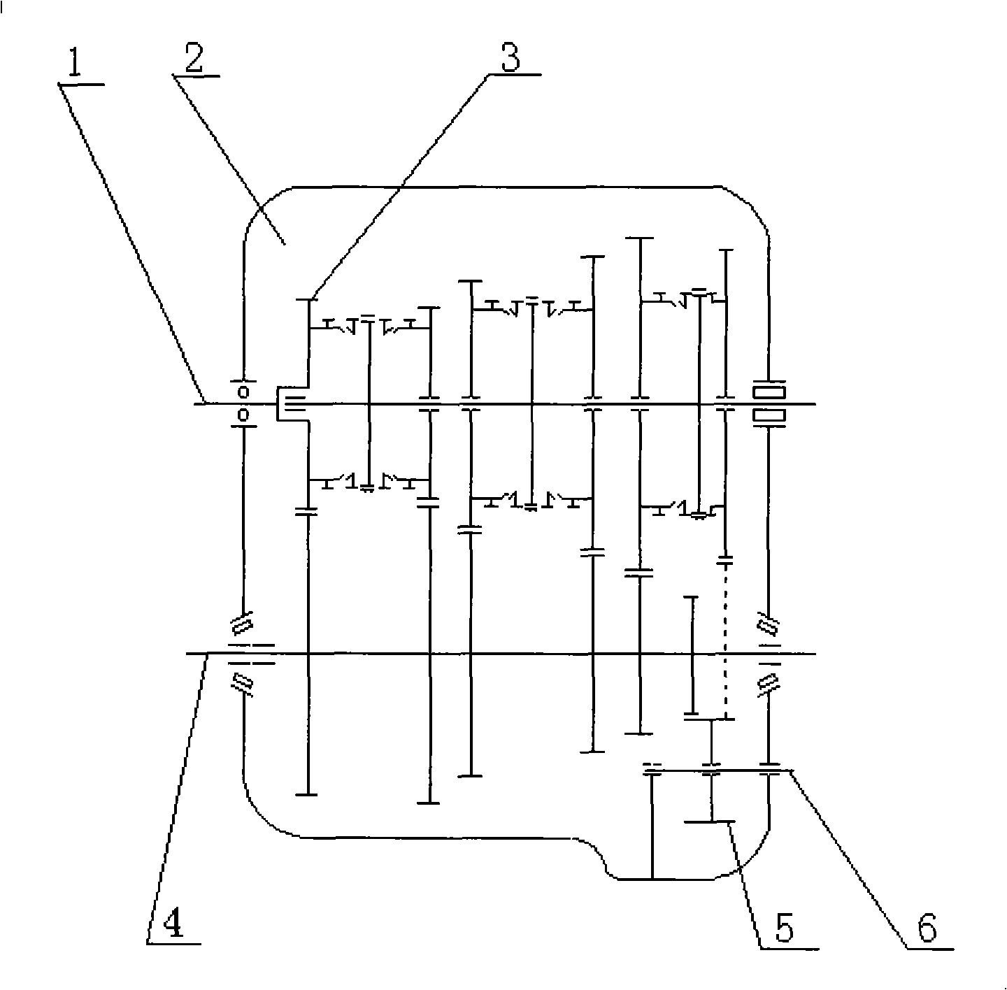 Automobile speed variator of arc teeth cylindrical gear pair transmission