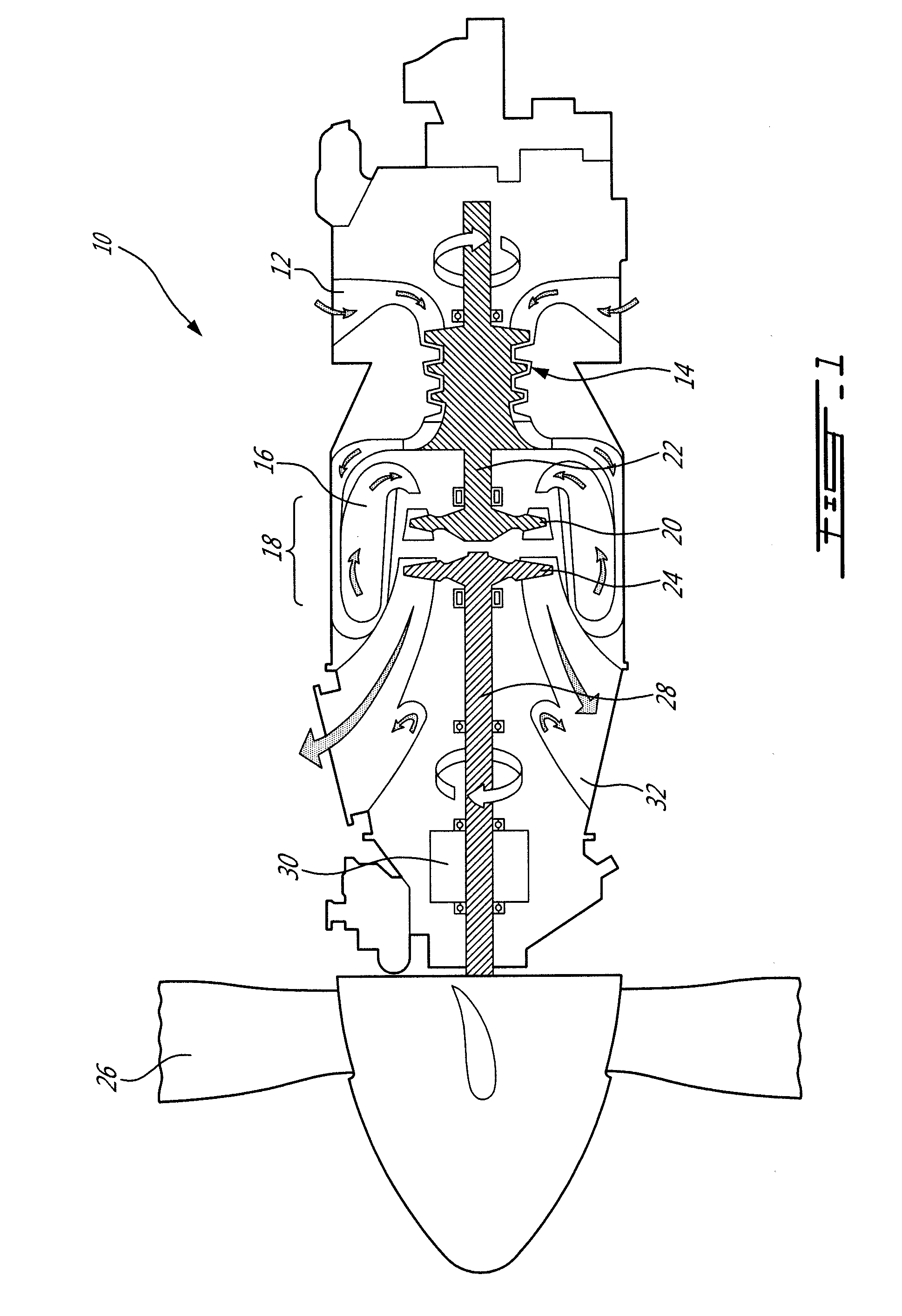 Turboprop engine with compressor turbine shroud