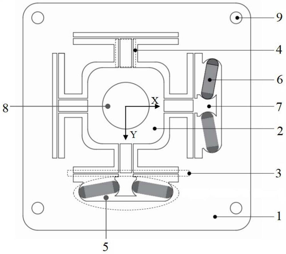 Two-dimensional piezoelectric driving platform for suppressing orthogonal disturbance