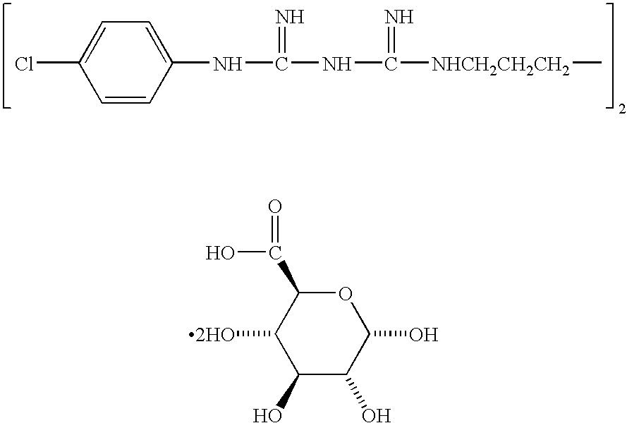 Emulsion impregnated rawhide chews with antimicrobially active chlorhexidine