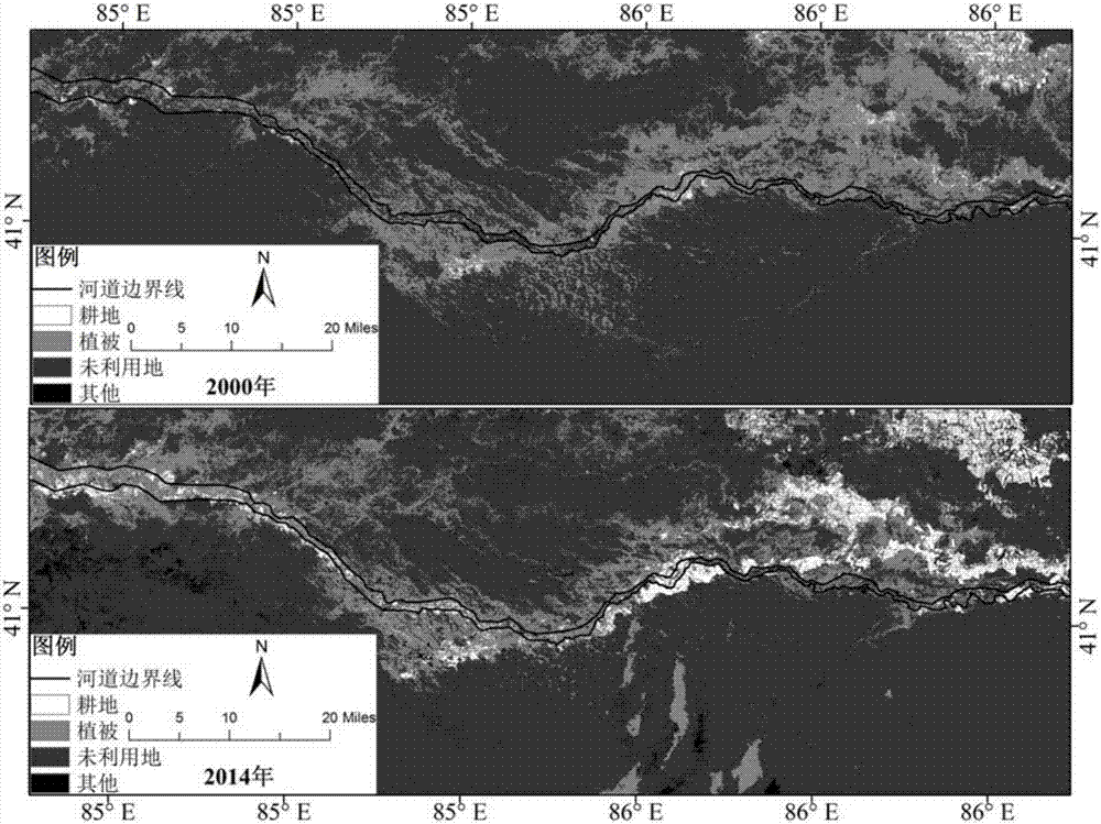 Desert riparian forest spatial distribution obtaining method based on GIS buffer area analysis