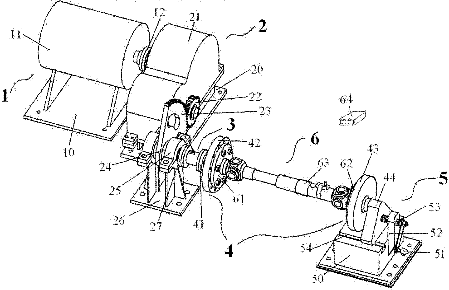 Torque calibration test bed for loader transmission shaft