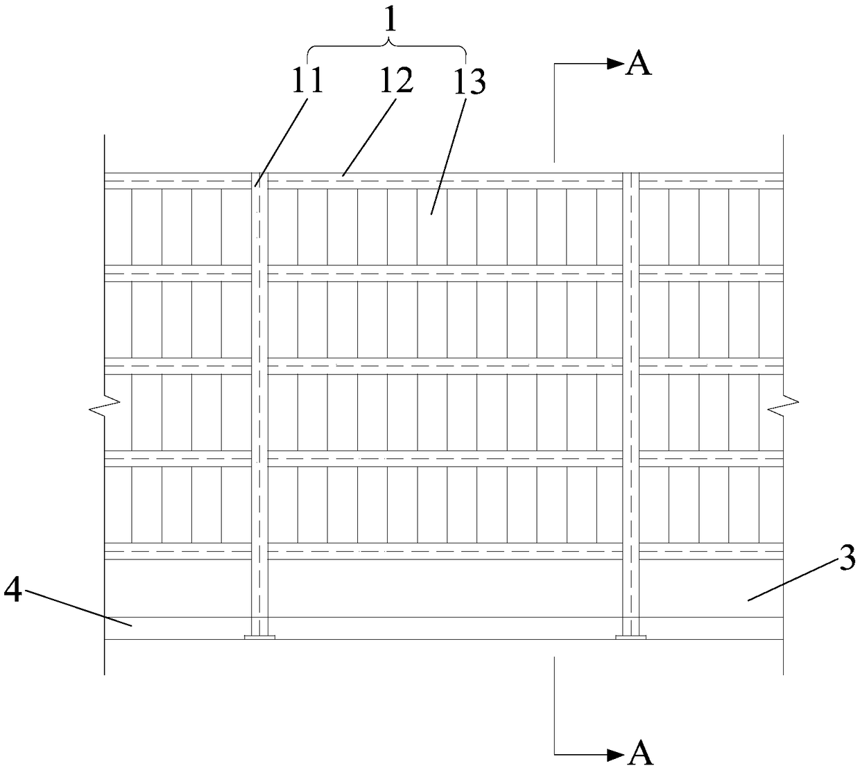 Steel skeleton parapet structure