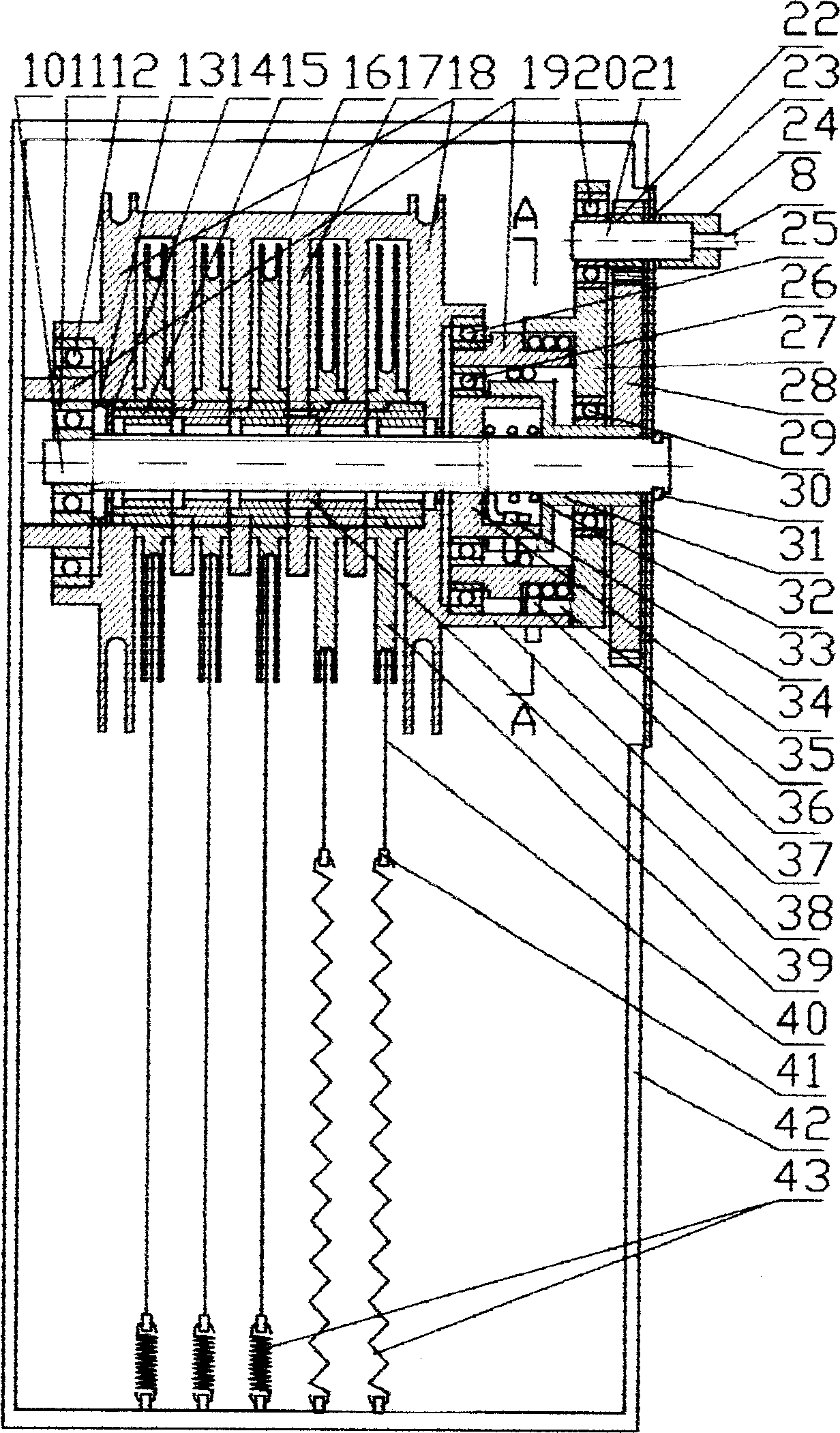 Differential type spring balancing nursing bed