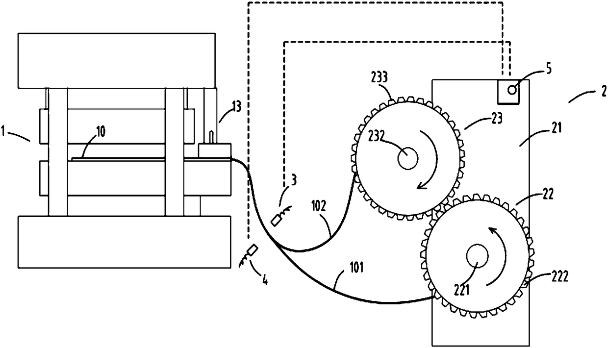 A material-saving stamping die and its coiling device