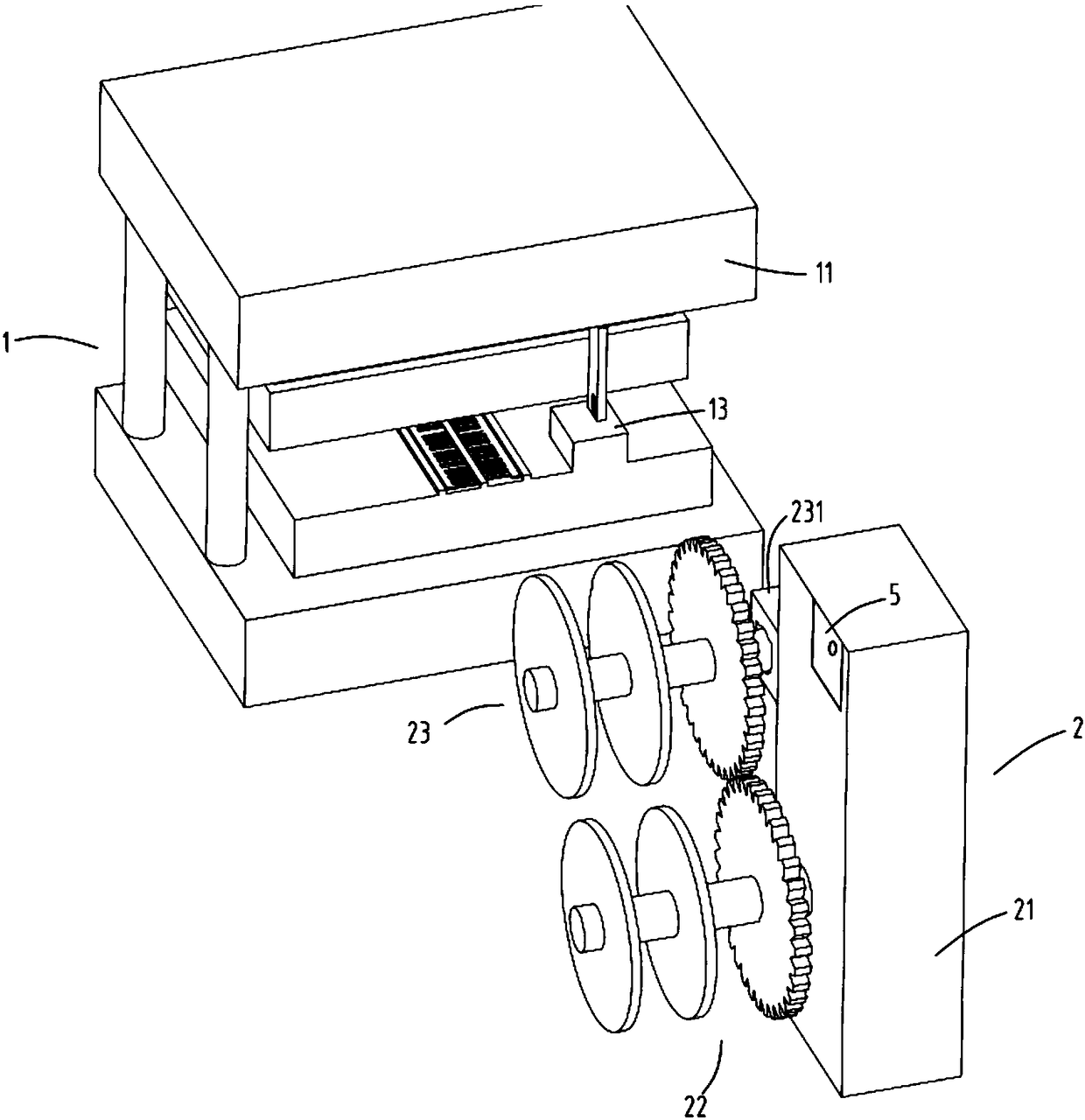 A material-saving stamping die and its coiling device