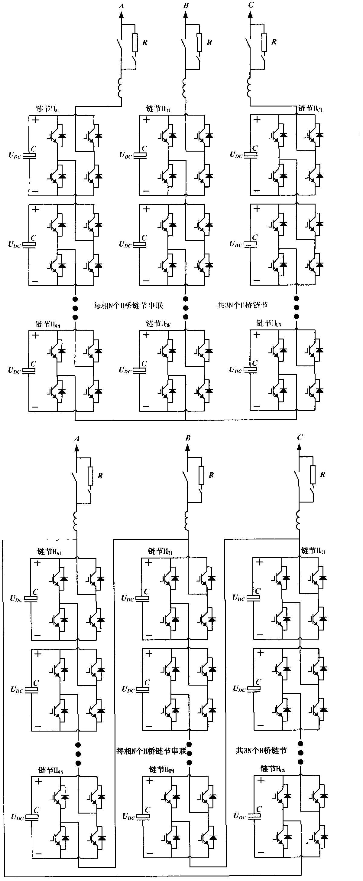 Redundant power supply of H-bridge cascading converter