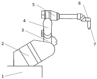 An automatic spraying device for a spraying production line