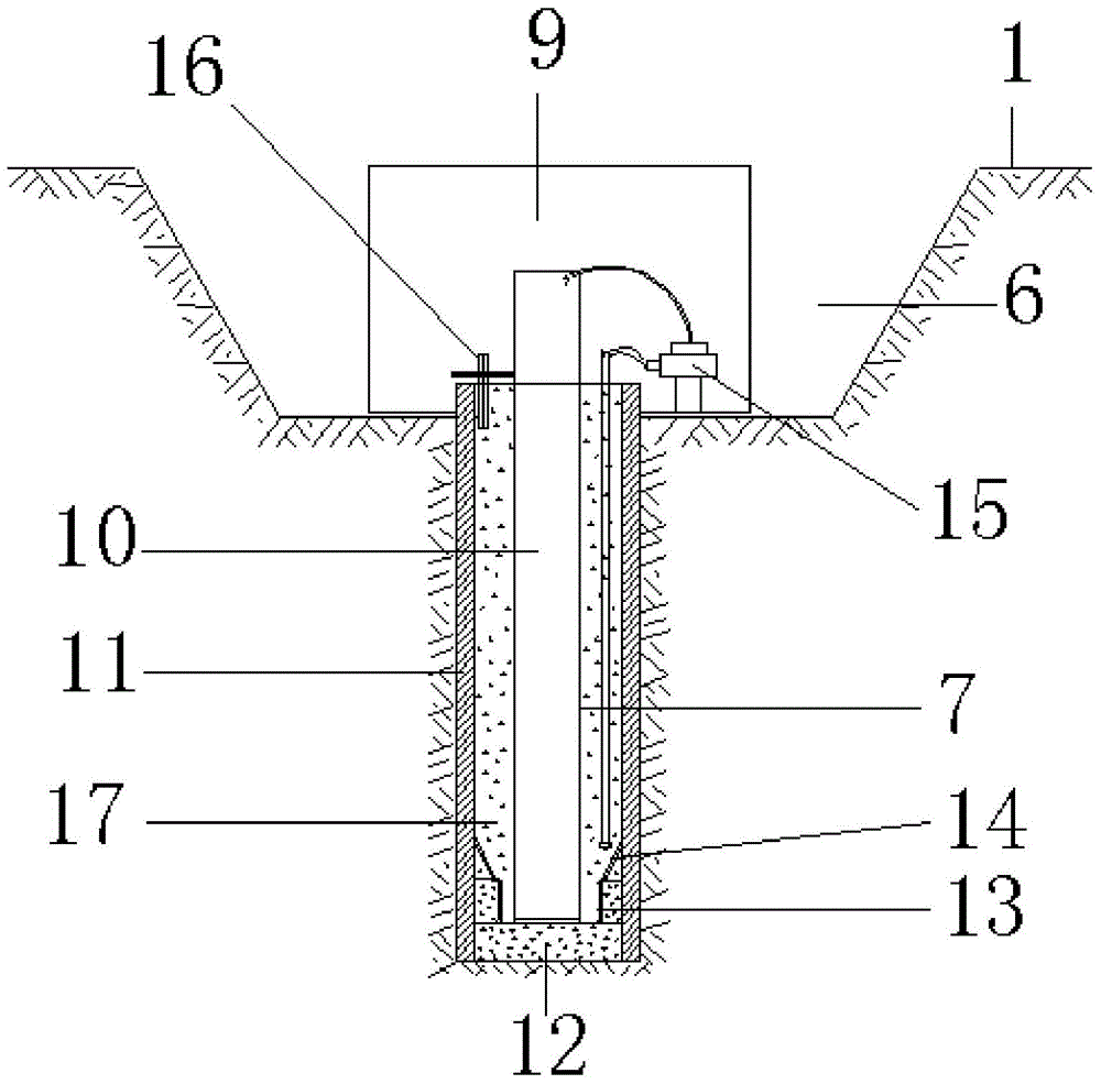 Cast pumping well sleeve installing method