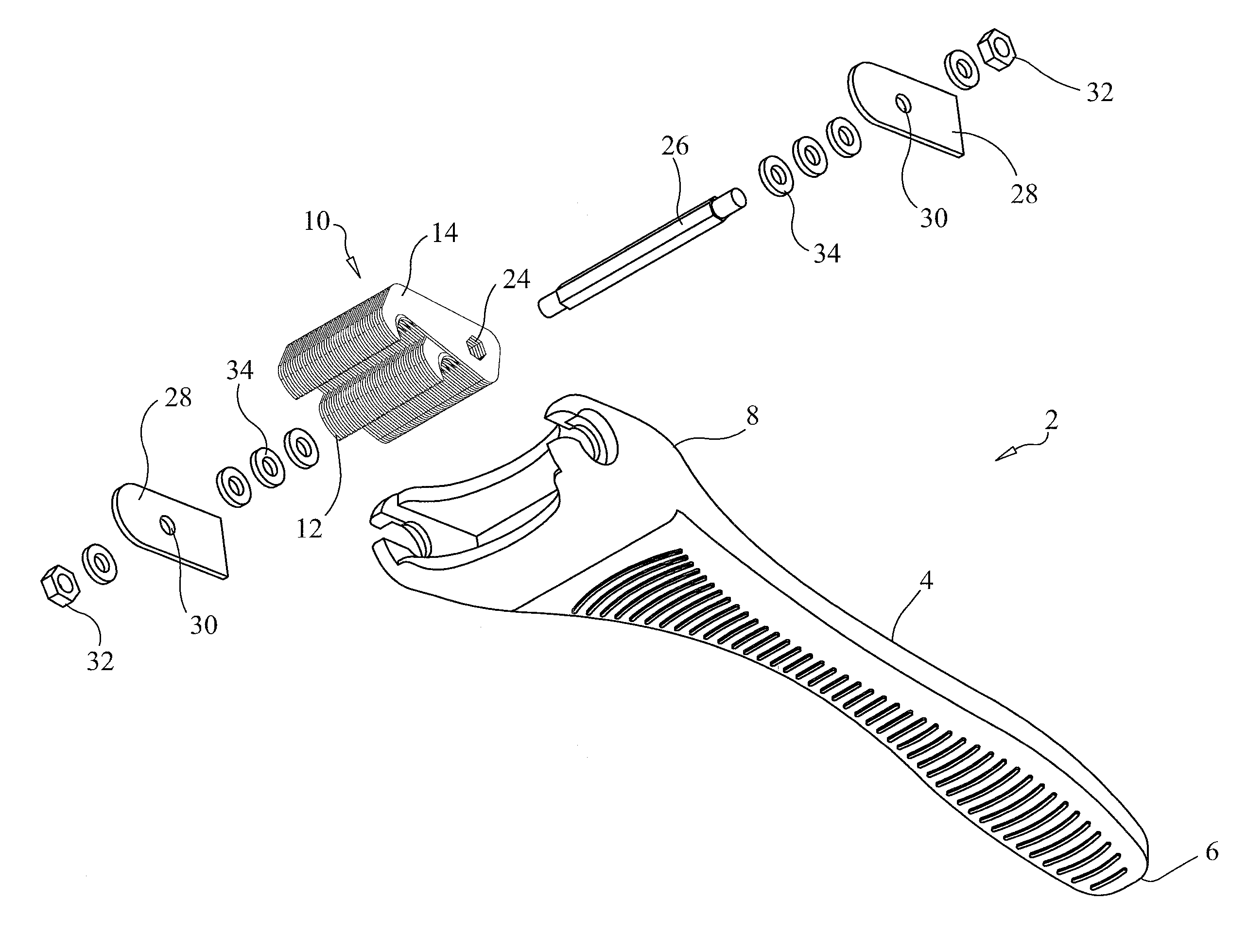 Pet grooming tool having offset blade design