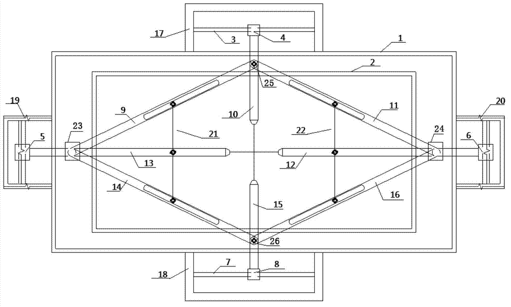 Small-size self-centering one-way loading biaxial tension-compression test device