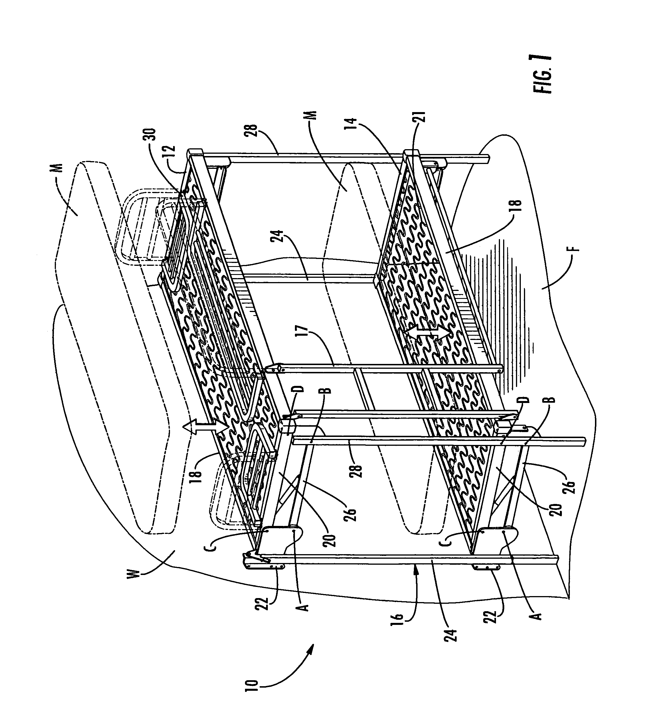 Foldable bed with foldable guardrail