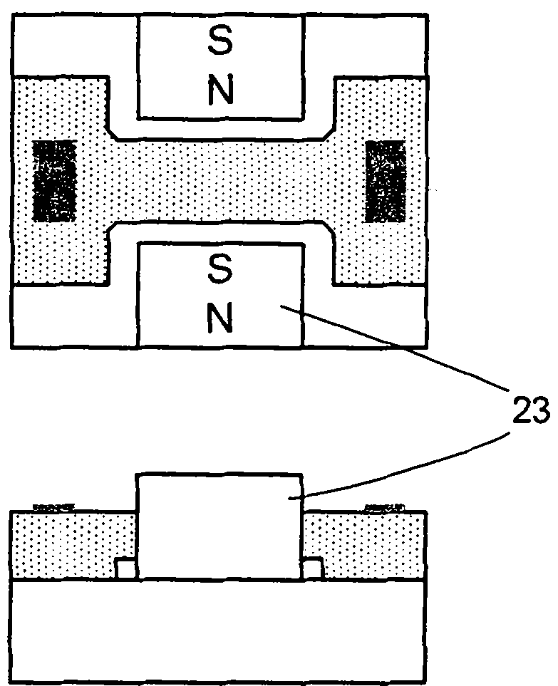 Electromagnetic-magnetoelectric type micro mechanical resonant beam structure