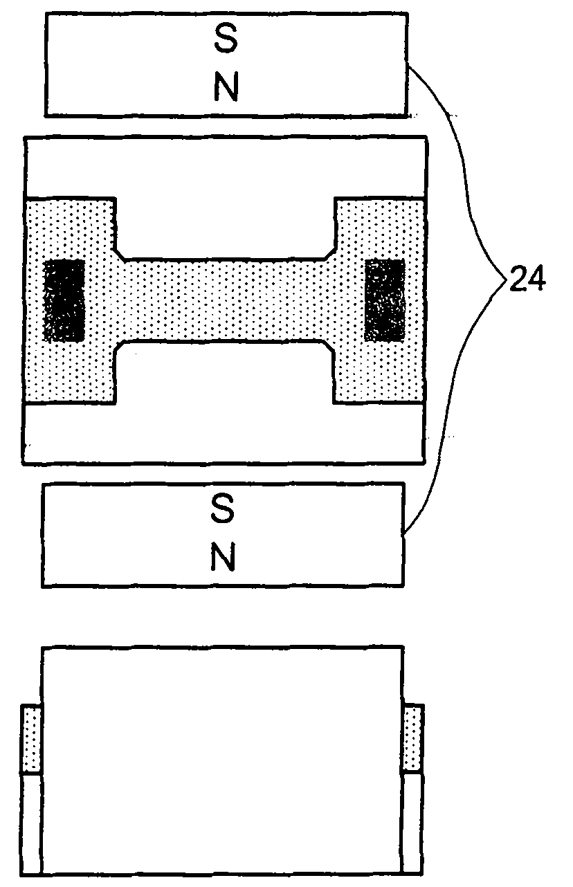 Electromagnetic-magnetoelectric type micro mechanical resonant beam structure