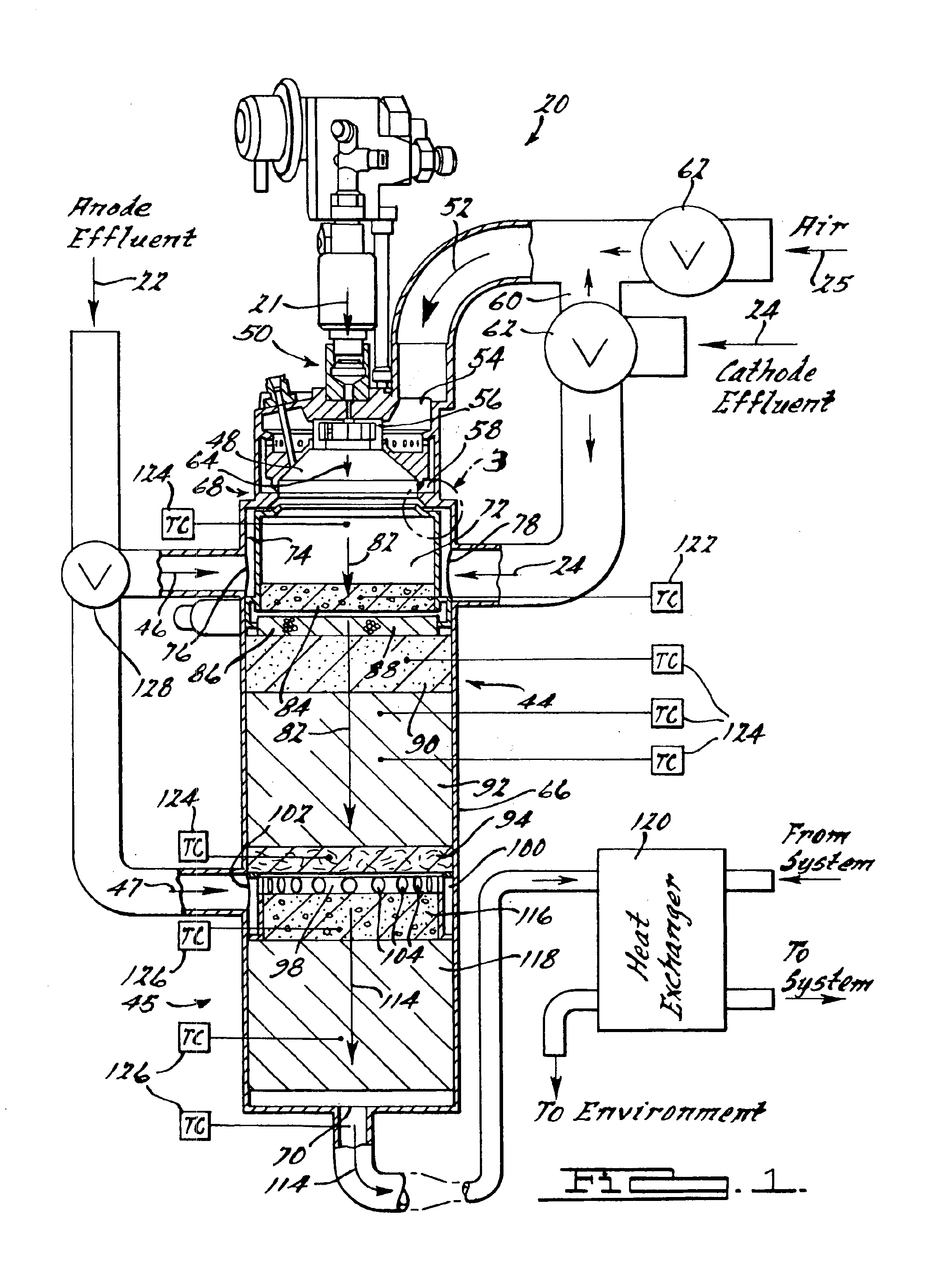 Multiple port catalytic combustion device and method of operating same