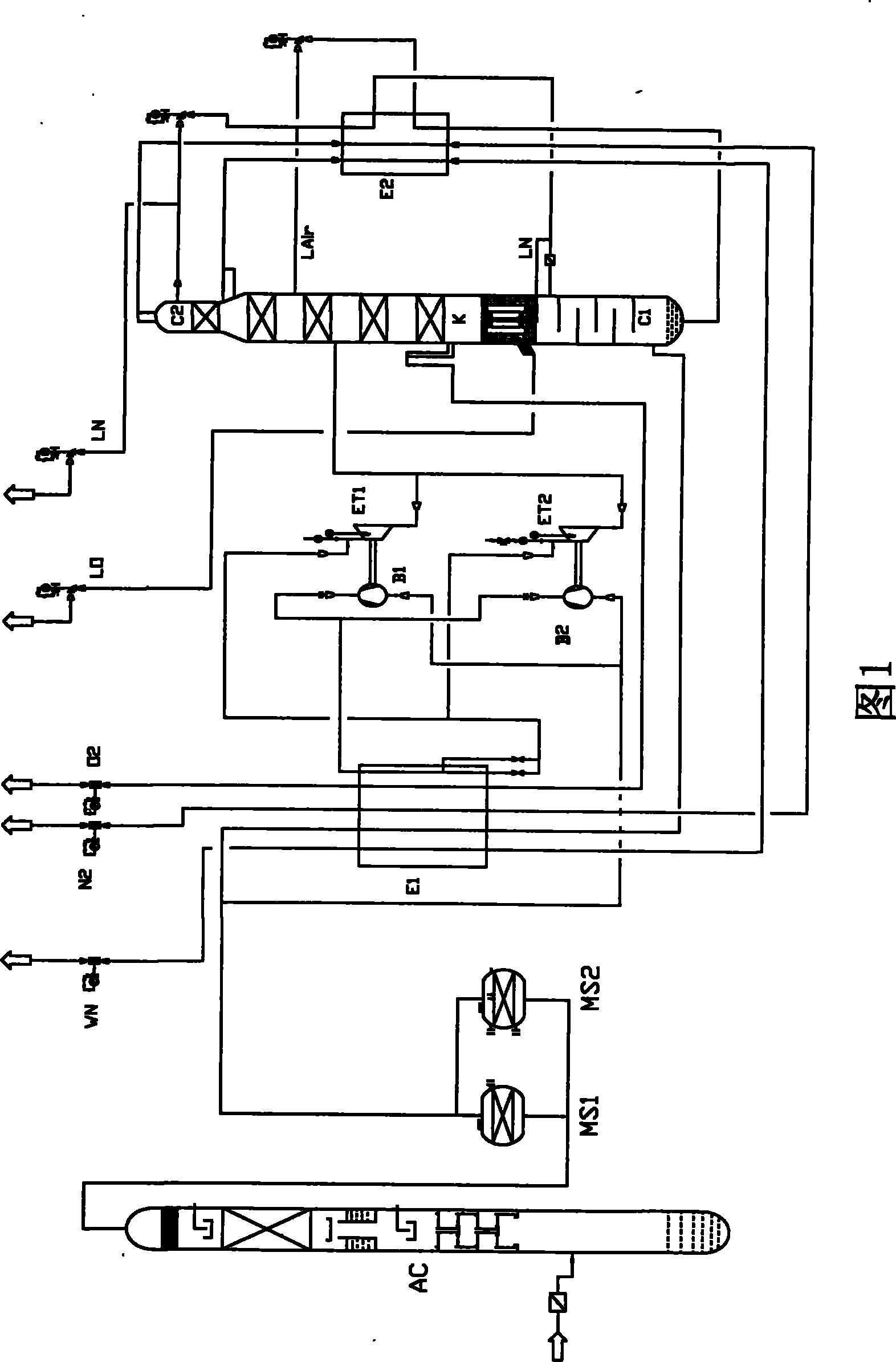 Ultra-low pressure single-column deep-cooling space division technique