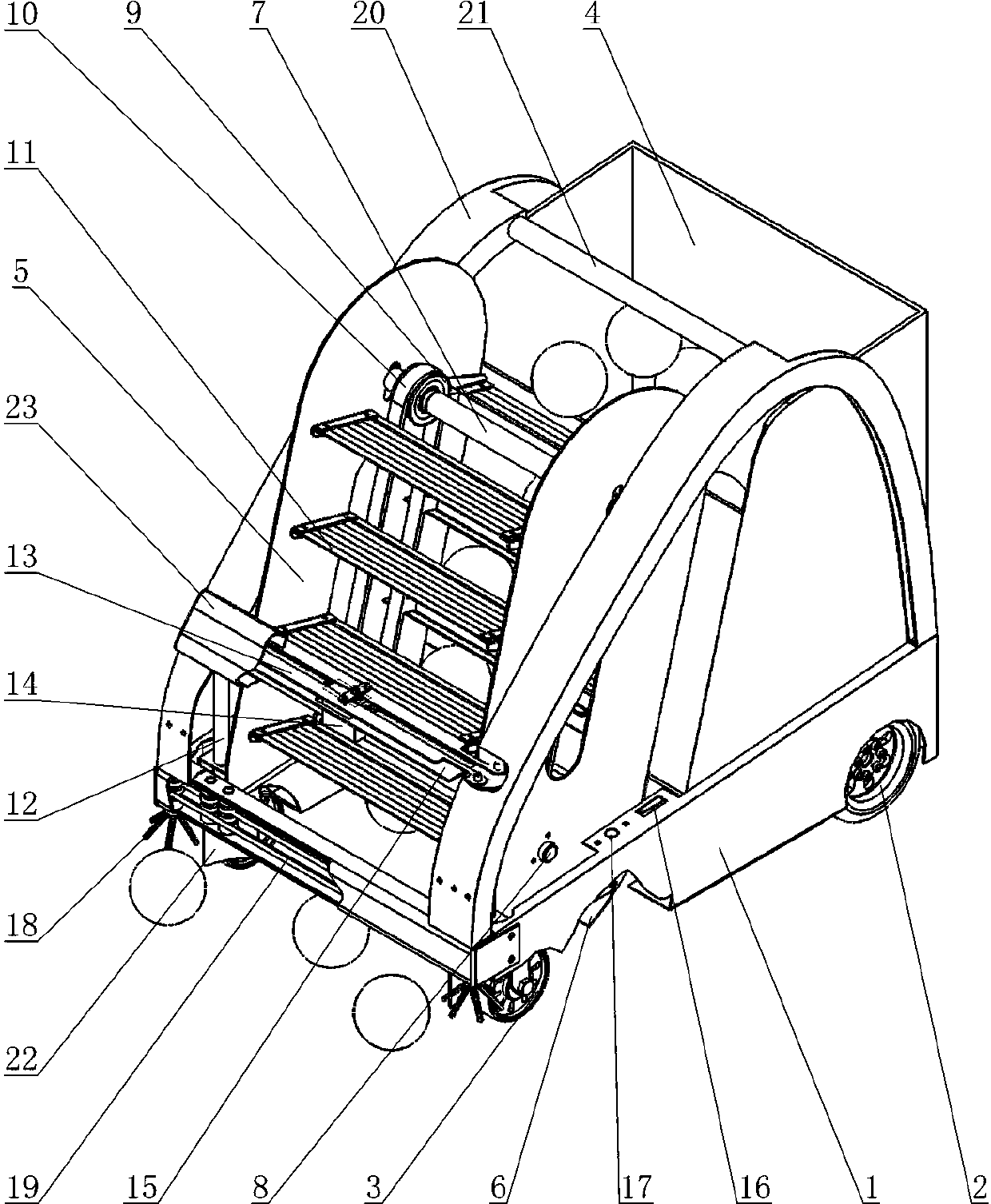 Tennis ball collecting vehicle