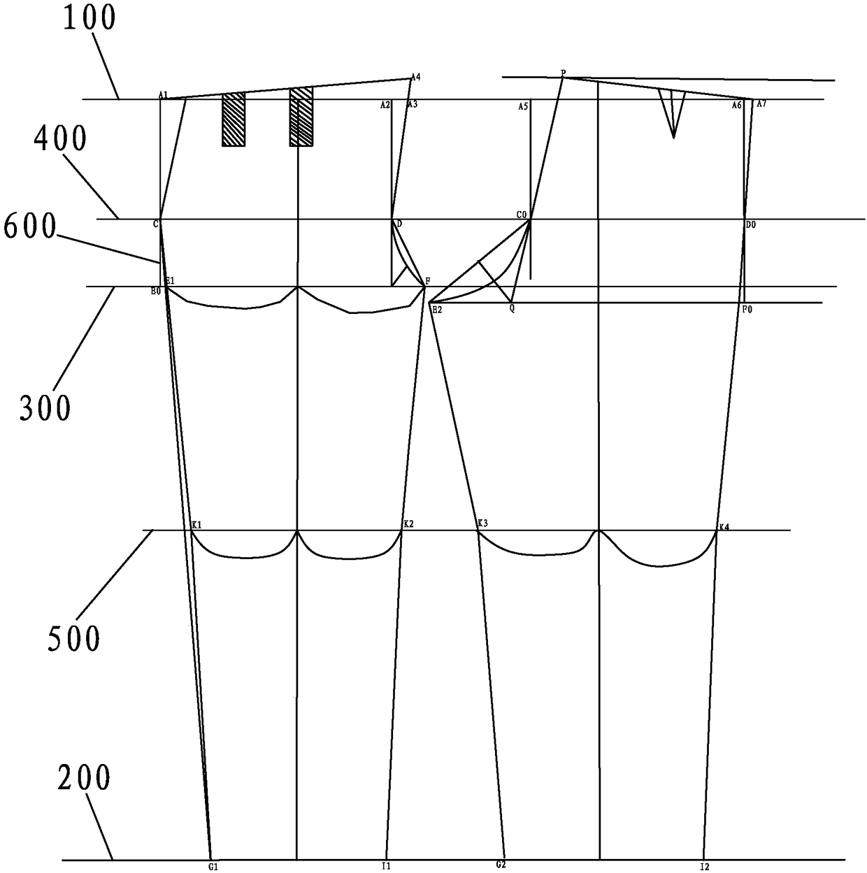 Cutting method of suit pants applicable to paunchy body type