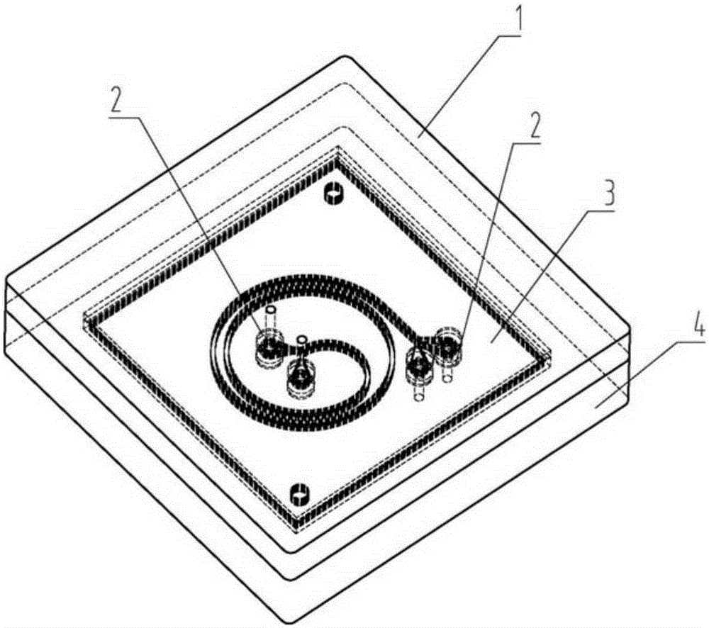 Clamping-piece-type microfluidic device and manufacturing method