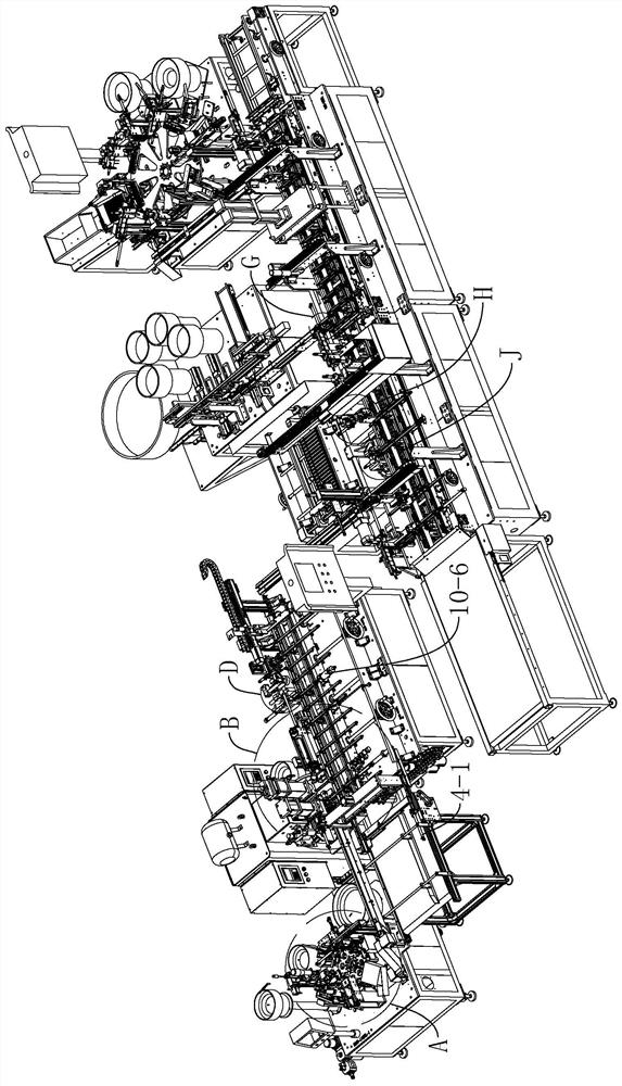 Production assembly line of two-section hidden rails