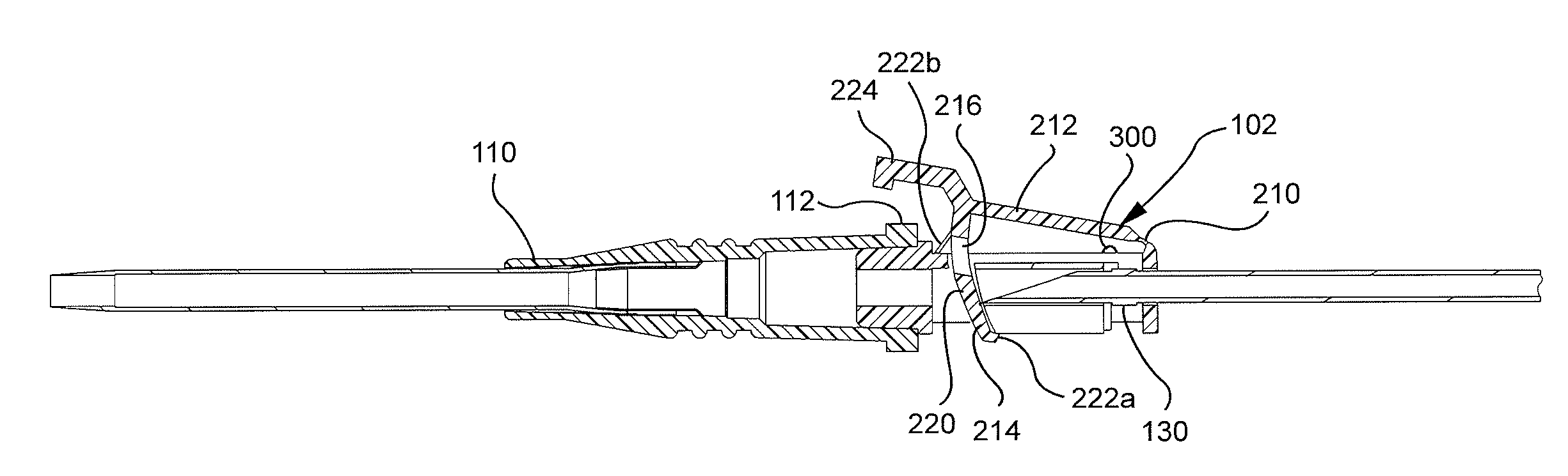 Catheter insertion device with automatic safety barrier